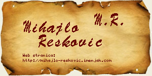 Mihajlo Resković vizit kartica